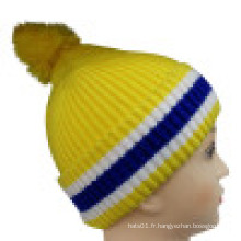 Bonnet tricoté avec rayures tricotées NTD1653